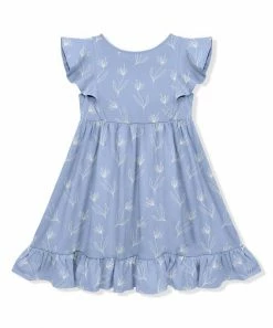 Buy 🔔 Millie Loves Lily Periwinkle Floral Wisp Ruffle-Hem Angel-Sleeve 👗 Dress - 👧 Girls For Kids 😍 -Little Millie-shop zu102580695 alt 3 tm1641586145