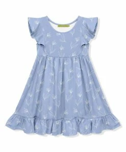 Buy 🔔 Millie Loves Lily Periwinkle Floral Wisp Ruffle-Hem Angel-Sleeve 👗 Dress - 👧 Girls For Kids 😍