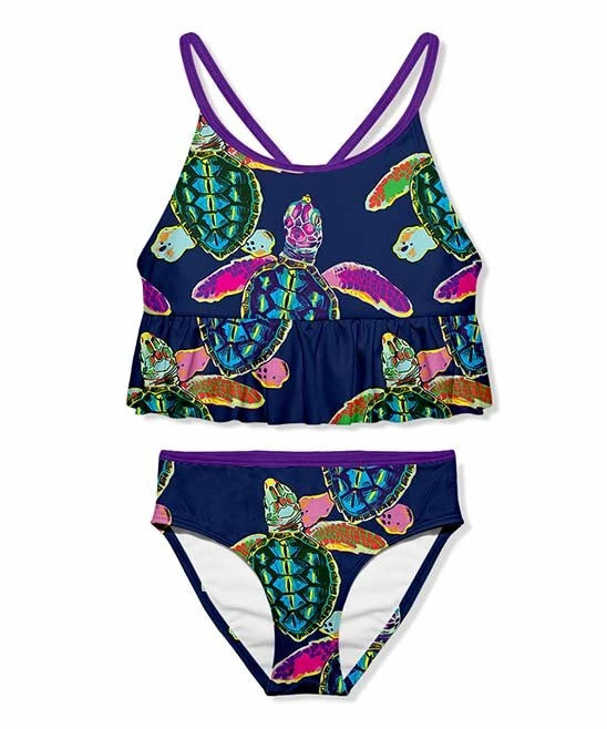 Promo π Millie Loves Lily Navy & Pink Sea Turtle Ruffle-Accent Tankini - Toddler & π§ Girls For Kids β 1 Promo π Millie Loves Lily Navy & Pink Sea Turtle Ruffle-Accent Tankini - Toddler & π§ Girls For Kids β