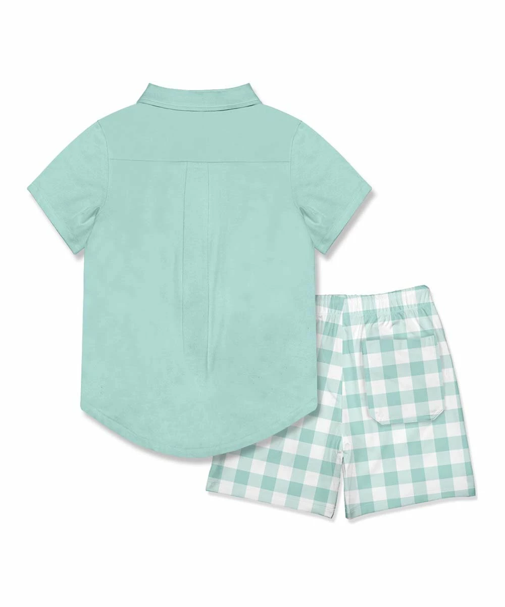 Top 10 π Millie & Maxx Mint Short-Sleeve Button-Up & Gingham Pocket Shorts - Toddler & Boys For Kids β€οΈ 2 Top 10 π Millie & Maxx Mint Short-Sleeve Button-Up & Gingham Pocket Shorts - Toddler & Boys For Kids β€οΈ - Image 2