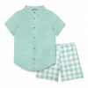 Top 10 😍 Millie & Maxx Mint Short-Sleeve Button-Up & Gingham Pocket Shorts - Toddler & Boys For Kids ❤️