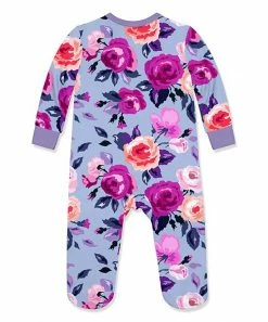 Best Sale 🛒 Little Millie Periwinkle Rose Ruffle-Trim Footie - Infant For Baby & Maternity 🎁 -Little Millie-shop zu102691411 alt 2 tm1641908607