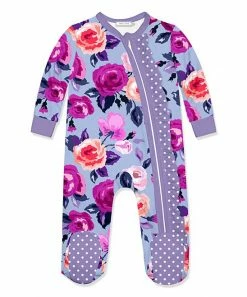 Best Sale 🛒 Little Millie Periwinkle Rose Ruffle-Trim Footie - Infant For Baby & Maternity 🎁