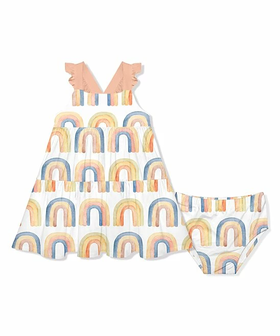 Budget π Little Millie White Painted Rainbow Tiered π Dress & Diaper Cover - Toddler For Baby & Maternity β 1 Budget π Little Millie White Painted Rainbow Tiered π Dress & Diaper Cover - Toddler For Baby & Maternity β