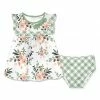 Wholesale 👏 Little Millie White & Sage Floral Ruffle-Accent 👗 Dress & Diaper Cover - Infant For Baby & Maternity ⭐