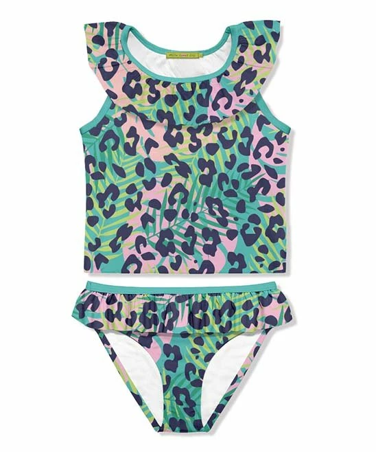 Wholesale βοΈ Millie Loves Lily Turquoise & Pink Leopard Ruffle-Yoke π Skirted Tankini - π§ Girls For Kids β 1 Wholesale βοΈ Millie Loves Lily Turquoise & Pink Leopard Ruffle-Yoke π Skirted Tankini - π§ Girls For Kids β