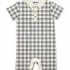 Buy 🥰 Little Millie Heather Gray & Cream Gingham Button-Front Romper - Infant For Baby & Maternity 🔥