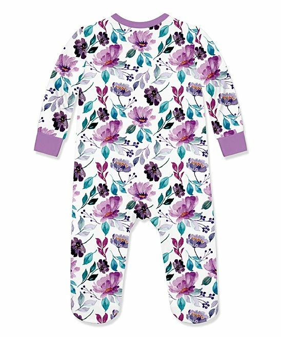 Flash Sale π Little Millie White & Purple Madison Floral Footie - Infant For Baby & Maternity π― 3 Flash Sale π Little Millie White & Purple Madison Floral Footie - Infant For Baby & Maternity π― - Image 3