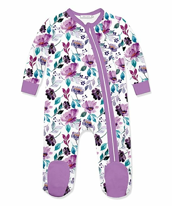 Flash Sale π Little Millie White & Purple Madison Floral Footie - Infant For Baby & Maternity π― 1 Flash Sale π Little Millie White & Purple Madison Floral Footie - Infant For Baby & Maternity π―