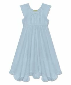 Buy 😉 Simply Millie By Millie Loves Lily Light Blue Ruffle-Hem Gauze Angel-Sleeve 👗 Dress - Toddler For Kids 🌟