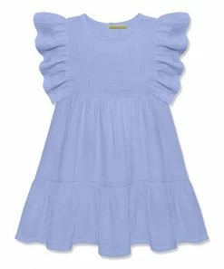 Hot Sale ❤️ Simply Millie By Millie Loves Lily Periwinkle Tiered Gauze Angel-Sleeve 👗 Dress - Infant For Kids 🌟