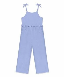 Outlet ❤️ Simply Millie By Millie Loves Lily Periwinkle Ruffle-Accent Bow-Strap Overalls - 👧 Girls For Kids 👏