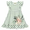 Discount ✔️ Millie Loves Lily Sage Gingham Breezy Floral Angel-Sleeve 👗 Dress - 👧 Girls For Kids 🎉