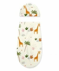 Outlet ✨ Little Millie Cream & Orange Baby Giraffe Swaddling Blanket & Beanie - Infant For Baby & Maternity 👏 -Little Millie-shop zu103356512 alt 2 tm1645122950