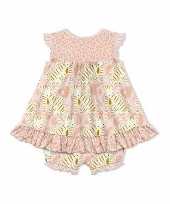 Outlet 🤩 Little Millie Pink Leopard Tigress 👗 Skirted Angel-Sleeve Bubble Bodysuit - Infant For Baby & Maternity ✔️ -Little Millie-shop zu103356959 alt 2 tm1647988454