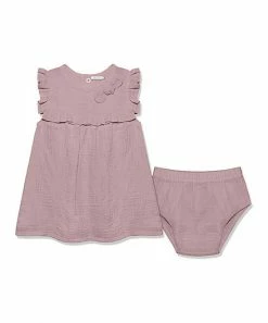 Deals 🥰 Little Millie Dusty Pink Ruffle-Accent Sleeveless 👗 Dress & Diaper Cover - Infant For Baby & Maternity 💯