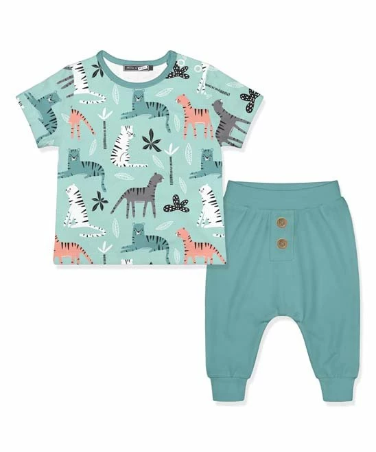 Best Pirce π₯ Little Millie Mint Jungle Tiger Tee & Teal Pants - Infant & Toddler For Kids β 1 Best Pirce π₯ Little Millie Mint Jungle Tiger Tee & Teal Pants - Infant & Toddler For Kids β