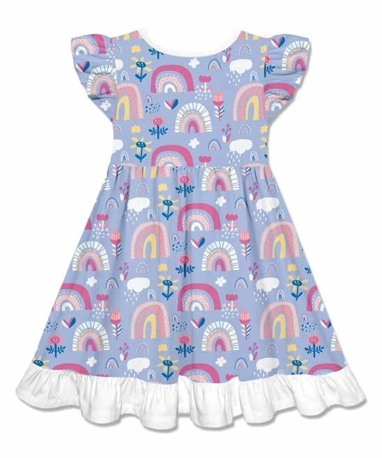 Budget π Millie Loves Lily Periwinkle & Pink Spring Rainbow Patch-Pocket Angel-Sleeve π Dress - Toddler & π§ Girls For Kids π 3 Budget π Millie Loves Lily Periwinkle & Pink Spring Rainbow Patch-Pocket Angel-Sleeve π Dress - Toddler & π§ Girls For Kids π - Image 3