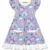Budget 😉 Millie Loves Lily Periwinkle & Pink Spring Rainbow Patch-Pocket Angel-Sleeve 👗 Dress - Toddler & 👧 Girls For Kids 🛒
