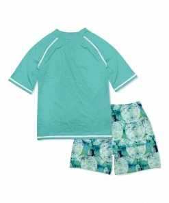Best Pirce ✔️ Millie & Maxx Turquoise Tie-Dye Turtle Short-Sleeve Rashguard Set - Boys For Kids ⭐ -Little Millie-shop zu103367232 alt 4 tm1648749119