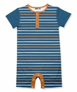 Best reviews of 🎁 Little Millie Blue & Orange Stripe Button-Front Short-Sleeve Romper - Infant For Baby & Maternity 😀