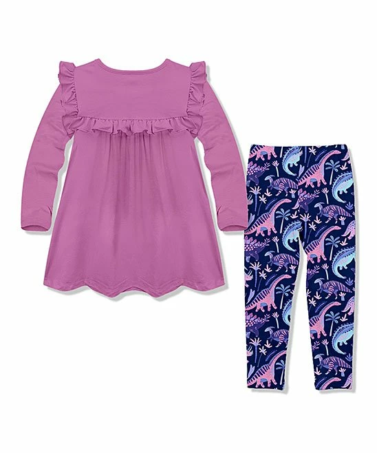Wholesale β Millie Loves Lily Violet Ruffle-Accent Top & Navy Dino Leggings - Toddler & π§ Girls For Kids β¨ 3 Wholesale β Millie Loves Lily Violet Ruffle-Accent Top & Navy Dino Leggings - Toddler & π§ Girls For Kids β¨ - Image 3