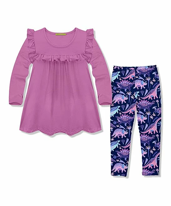 Wholesale β Millie Loves Lily Violet Ruffle-Accent Top & Navy Dino Leggings - Toddler & π§ Girls For Kids β¨ 1 Wholesale β Millie Loves Lily Violet Ruffle-Accent Top & Navy Dino Leggings - Toddler & π§ Girls For Kids β¨