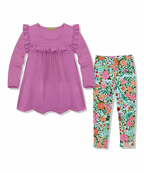 Buy β Millie Loves Lily Violet Ruffle-Accent Top & Mint Tara Floral Leggings - Toddler & π§ Girls For Kids π 1 Buy β Millie Loves Lily Violet Ruffle-Accent Top & Mint Tara Floral Leggings - Toddler & π§ Girls For Kids π