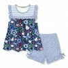 Cheapest 😍 Millie Loves Lily Navy Butterfly Garden Ruffle Sleeveless Top & Pin Dot Bow Shorts - Toddler & 👧 Girls For Kids 🥰