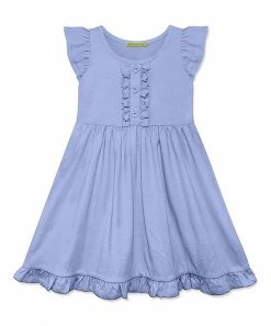Budget 🌟 Simply Millie By Millie Loves Lily Periwinkle Button-Front Angel-Sleeve 👗 Dress - Toddler & 👧 Girls For Kids 👏