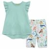 Coupon ❤️ Millie Loves Lily Mint Angel-Sleeve Hi-Low Top & Coral Reef Mermaid Bike Shorts - Toddler For Kids 😀
