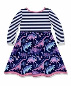 Best deal ⌛ Millie Loves Lily Navy Stripe Boho Dino Pocket A-Line 👗 Dress - Toddler & 👧 Girls For Kids 🤩 -Little Millie-shop zu103407335 alt 2 tm1652214029