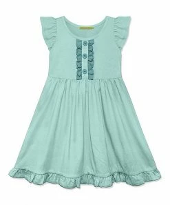 Best deal 😉 Simply Millie By Millie Loves Lily Mint & Nile Blue Button-Front Angel-Sleeve 👗 Dress - Toddler For Kids 🔥