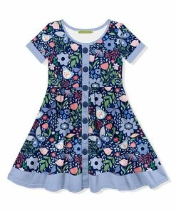 Cheapest 😍 Millie Loves Lily Navy & Green Butterfly Garden Button-Up A-Line 👗 Dress - Toddler & 👧 Girls For Kids 👍