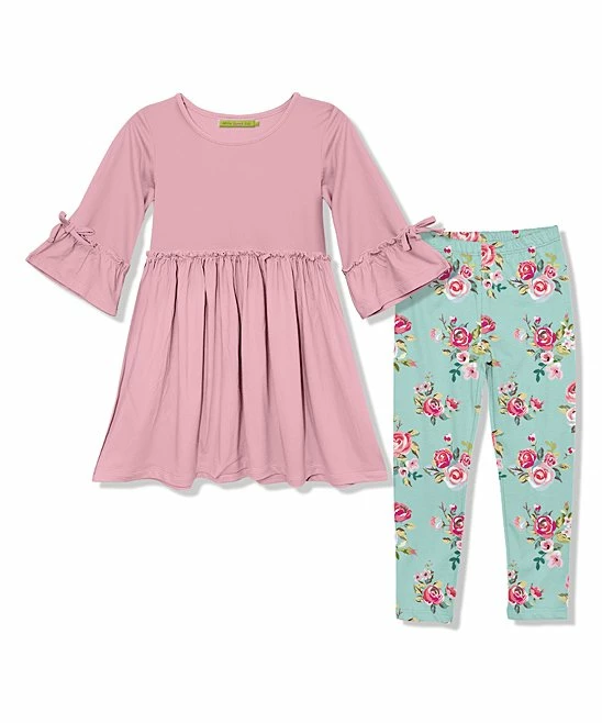 Discount π₯ Millie Loves Lily Dusty Pink A-Line π Dress & Mint Floral Leggings - π§ Girls For Kids π 1 Discount π₯ Millie Loves Lily Dusty Pink A-Line π Dress & Mint Floral Leggings - π§ Girls For Kids π