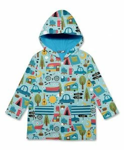 Cheapest 🔥 Millie & Maxx Turquoise Camping Pocket Hooded Raincoat - Toddler & Boys For Kids 🔔