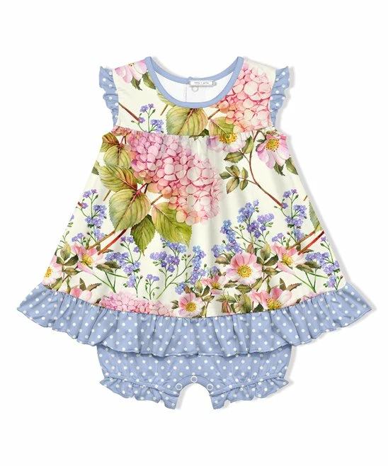 Wholesale π Little Millie Cream Watercolor Floral Ruffle-Trim π Skirted Romper - Infant For Kids π 1 Wholesale π Little Millie Cream Watercolor Floral Ruffle-Trim π Skirted Romper - Infant For Kids π