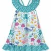 Wholesale 🔥 Millie Loves Lily Pale Blue Sea Creatures Ruffle-Hem Yoke 👗 Dress - 👧 Girls For Kids 😀