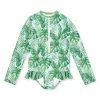 Best Sale 🔔 Millie Loves Lily Pale Blue & Green Tropical Ruffle-Accent One-Piece Rashguard - Toddler & 👧 Girls For Kids 🧨