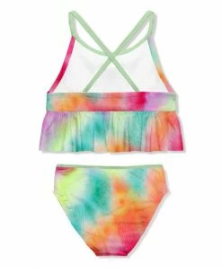Discount 👍 Millie Loves Lily Green & Pink Tie-Dye Ruffle-Trim 👙 Bikini - Toddler & 👧 Girls For Kids 🌟 -Little Millie-shop zu103633747 alt 2 tm1647525746