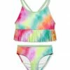Discount 👍 Millie Loves Lily Green & Pink Tie-Dye Ruffle-Trim 👙 Bikini - Toddler & 👧 Girls For Kids 🌟
