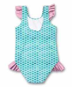 Discount ✔️ Millie Loves Lily Turquoise Mermaid & Sea Horse Ruffle-Accent One-Piece - Infant, Toddler & 👧 Girls For Kids 😉 -Little Millie-shop zu103781400 alt 2 tm1648749119
