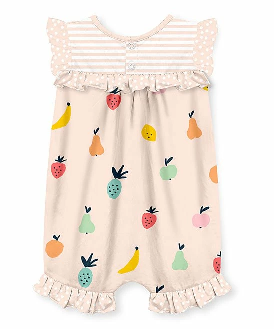 Outlet π Little Millie Peach & Blue Fruit Angel-Sleeve Romper - Infant For Baby & Maternity π 3 Outlet π Little Millie Peach & Blue Fruit Angel-Sleeve Romper - Infant For Baby & Maternity π - Image 3