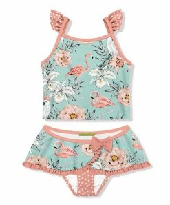 Cheap 🛒 Millie Loves Lily Mint & Coral Flamingo Tropics 👗 Skirted Tankini - 👧 Girls For Kids 🧨