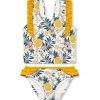 Best Sale 😀 Millie Loves Lily White & Yellow Pineapple Floral Ruffle-Accent Tankini - Toddler & 👧 Girls For Kids 🔔
