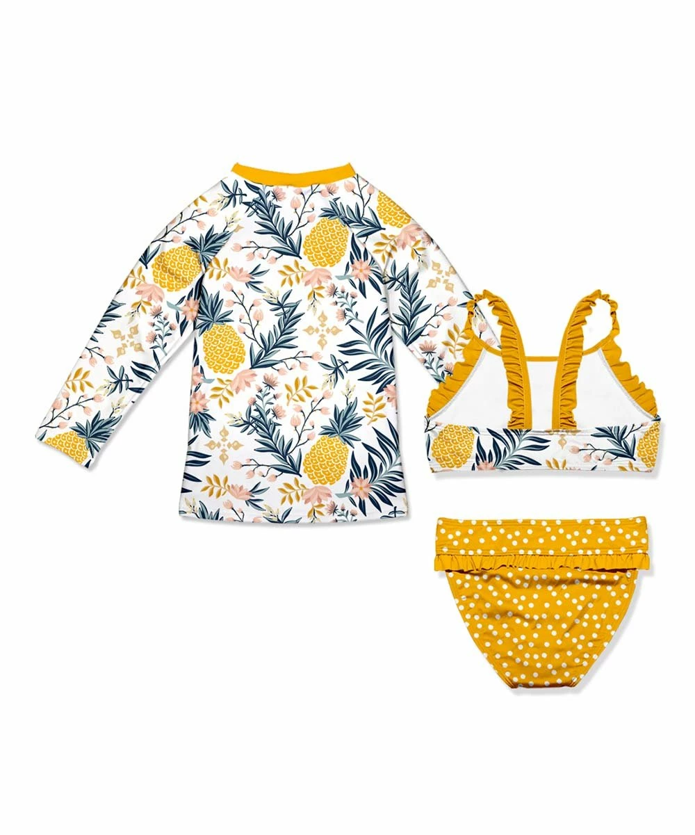 Best deal βοΈ Millie Loves Lily White & Yellow Pineapple Floral π Bikini & Rashguard Set - Toddler & π§ Girls For Kids π 3 Best deal βοΈ Millie Loves Lily White & Yellow Pineapple Floral π Bikini & Rashguard Set - Toddler & π§ Girls For Kids π - Image 3