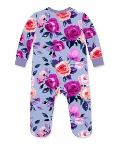 New ⭐ Little Millie Periwinkle & Pink Rose Ruffle-Trim Footie - Infant For Baby & Maternity 😉 -Little Millie-shop zu103786702 alt 2 tm1649170126