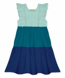 Best Sale 🎉 Simply Millie By Millie Loves Lily Mint & Teal Tiered Ruffle-Trim Square Neck A-Line 👗 Dress - Infant, Toddler & 👧 Girls For Kids 🛒