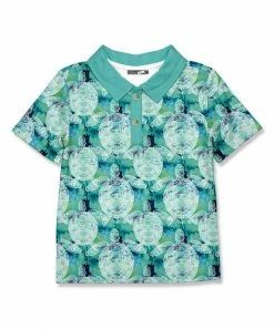 Budget 👍 Millie & Maxx Turquoise Tie-Dye Turtle Short-Sleeve Polo - Toddler For Kids ✨
