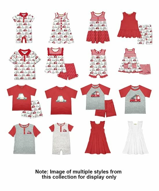 Wholesale β€οΈ Millie & Maxx Heather Gray & Red Fire Truck Constrast-Trim Short-Sleeve Henley - Infant For Kids π 2 Wholesale β€οΈ Millie & Maxx Heather Gray & Red Fire Truck Constrast-Trim Short-Sleeve Henley - Infant For Kids π - Image 2
